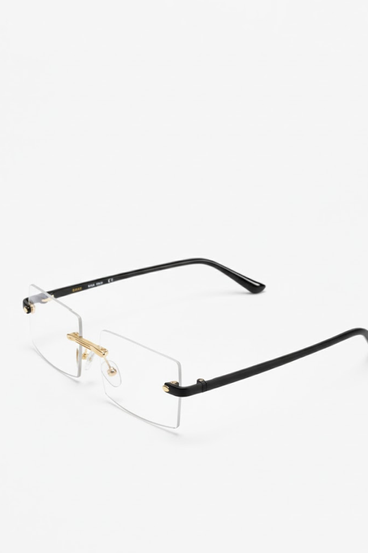 Classic Rimless Rectangle Glasses – Black